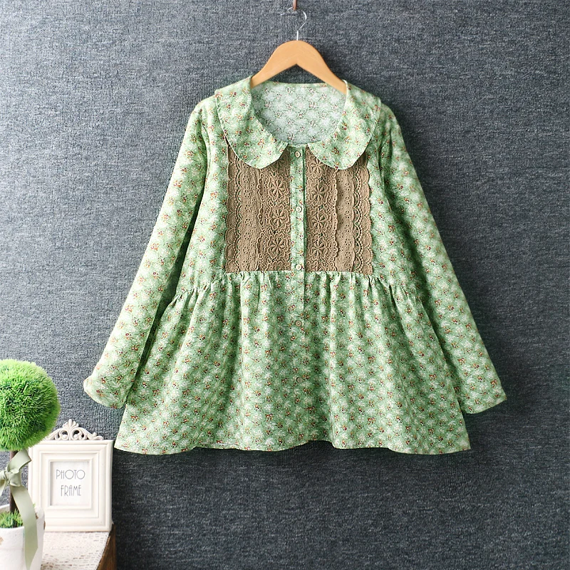 Sweet Mori Girl Age-reducing Peter Pan Collar Floral Shirt Spring New Long-sleeve Loose All-match Lace Spliced Tops
Sweet Mori Girl Age-reducing Peter Pan Collar Floral Shirt Spring New Long-sleeve Loose All-match Lace Spliced Tops