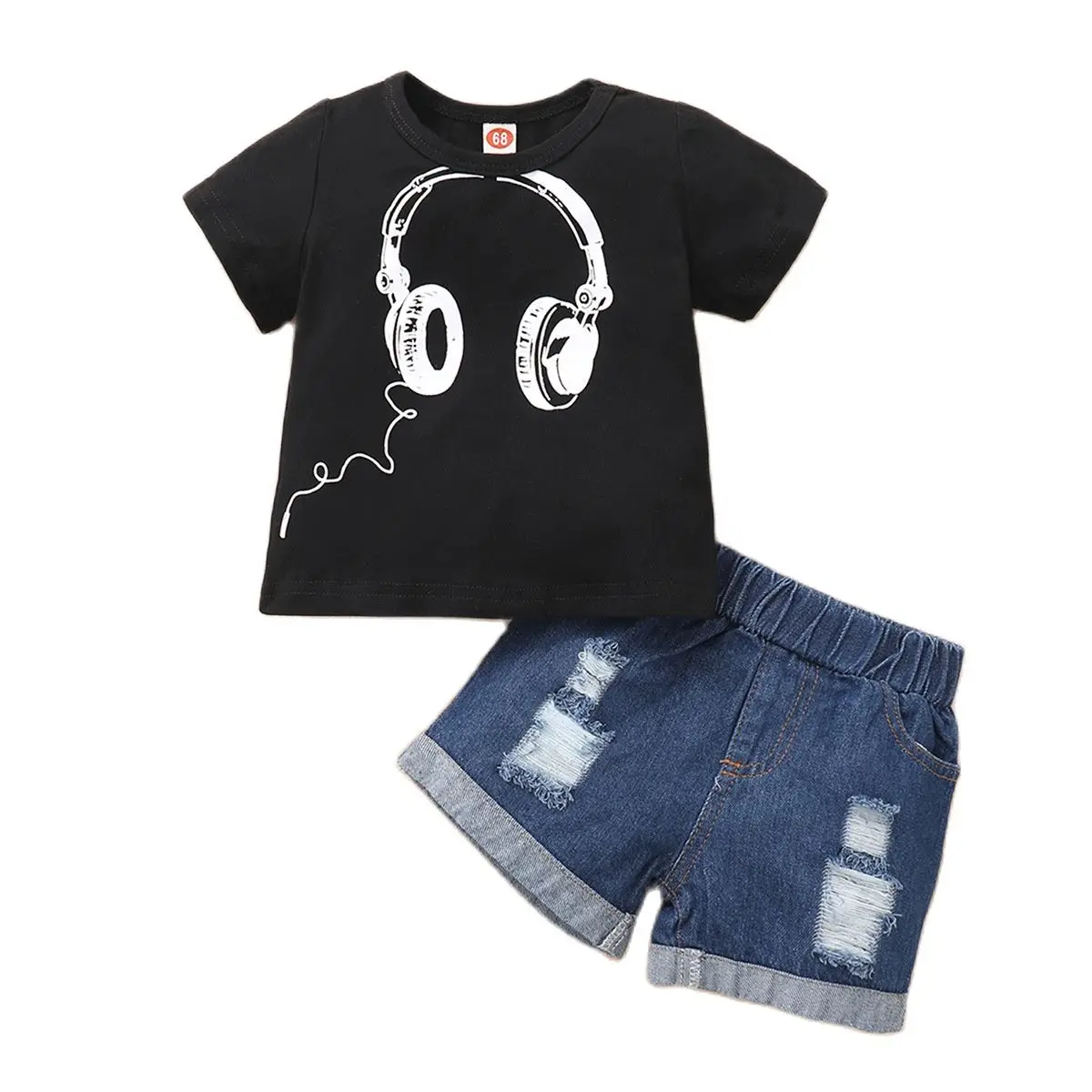 Baby Boy Summer Clothes 2022 New Fashion Headset Printed Black T-shirts Tops and Denim Shorts Two Piece Kids Bebes Tracksuits
Baby Boy Summer Clothes 2022 New Fashion Headset Printed Black T-shirts Tops and Denim Shorts Two Piece Kids Bebes Tracksuits
