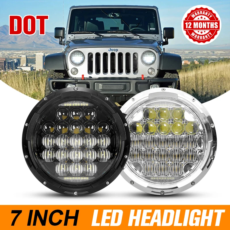 

7" LED Headlights High Low Beam H4 7inch LED Headlamp for Mazda Miata MX5 H6024 90-97 Lada 4X4 Jeep Wrangler JK Land Rover