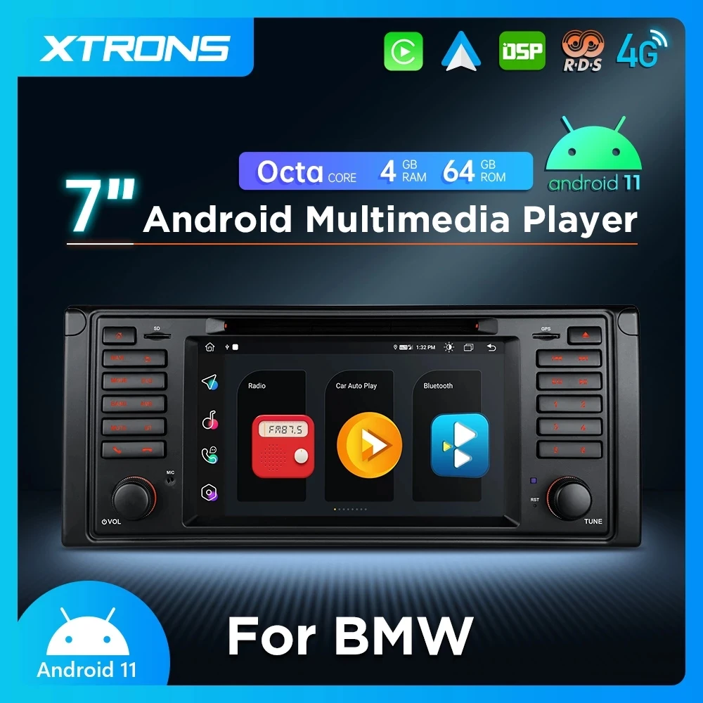 Автомобильный DVD-плеер XTRONS, 7 дюймов, Android 10,0, для BMW E39 M5 1999- 2003/Φ 4G стерео радио GPS DSP Carplay 4 + 64 ГБ
Автомобильный DVD-плеер XTRONS, 7 дюймов, Android 10,0, для BMW E39 M5 1999- 2003/Φ 4G стерео радио GPS DSP Carplay 4 + 64 ГБ