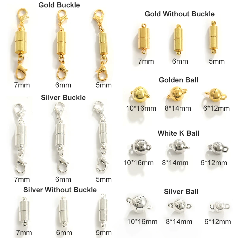 

2 Pcs Magnetic Buckles Ball Clasps Detachable Connector With Lobster Clasp Magnet Hooks Diy Bracelet Findings Jewelry Supplies