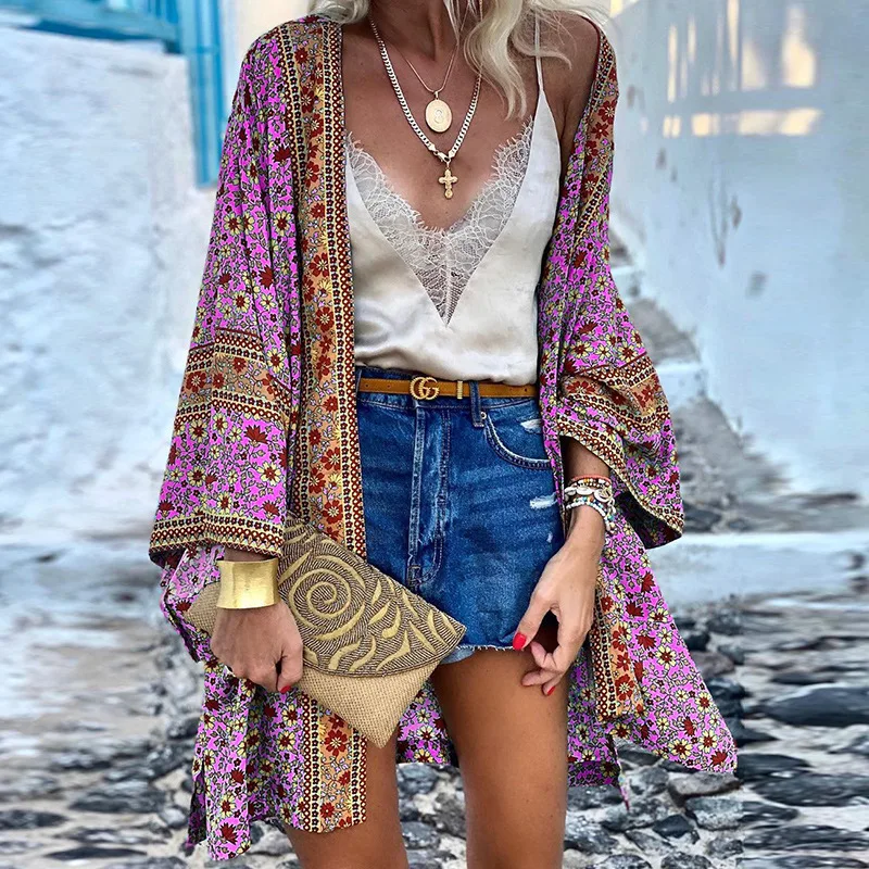 Bohemian Kimono Women Beach Cardigan Summer Floral Printed Blouse Vintage Open Front Long Sleeve African Dashiki Plus Size
Bohemian Kimono Women Beach Cardigan Summer Floral Printed Blouse Vintage Open Front Long Sleeve African Dashiki Plus Size