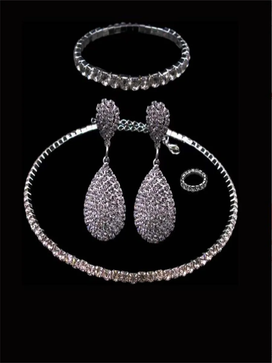 High-grade alloy zircon double-row collar bracelet ring drop earrings earrings bridal set silver-plate accessory
High-grade alloy zircon double-row collar bracelet ring drop earrings earrings bridal set silver-plate accessory