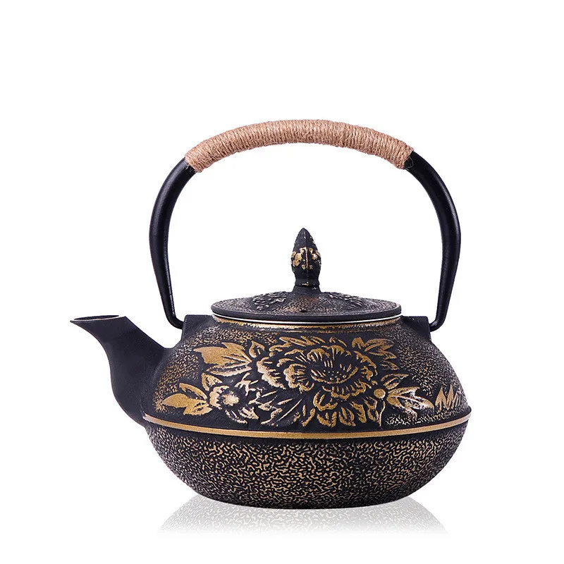 

900ML Japanese Cast Iron Teapot With Stainless Steel Infuser Strainer Plum Blossom Cast Iron Tea Kettle For Boiling Water