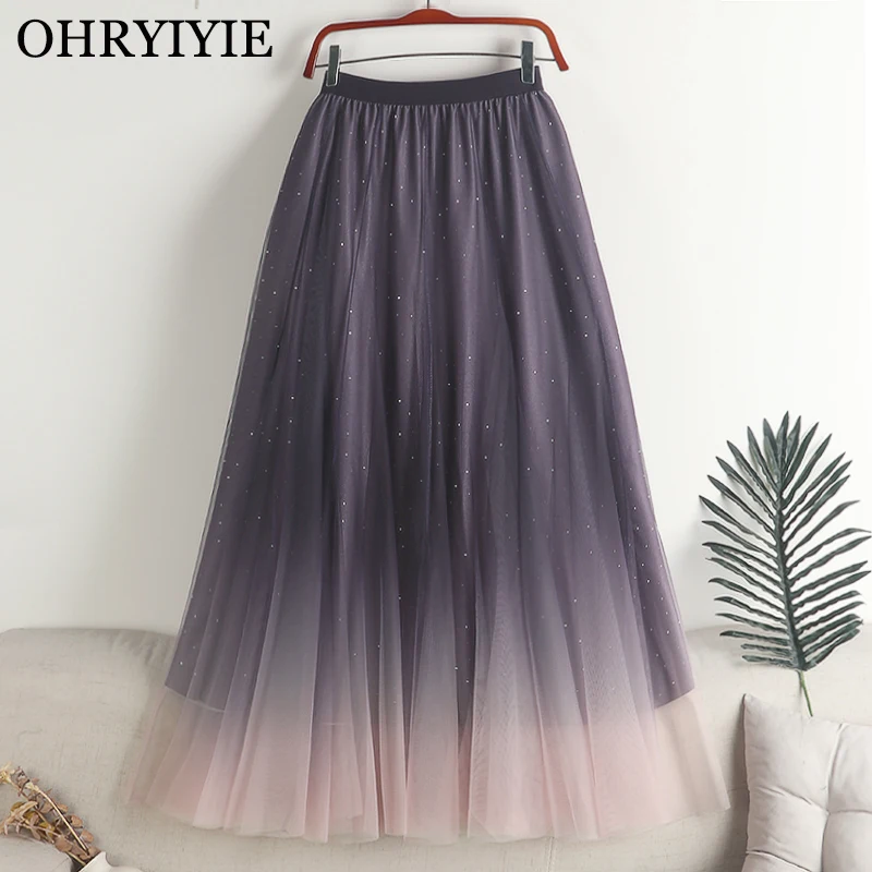 OHRYIYIE Spring Summer Star Sequin Gradient Color Tulle Skirt Women 2023 New Fashion Mid Long Elastic High Waist Mesh Skirt Lady
OHRYIYIE Spring Summer Star Sequin Gradient Color Tulle Skirt Women 2023 New Fashion Mid Long Elastic High Waist Mesh Skirt Lady
