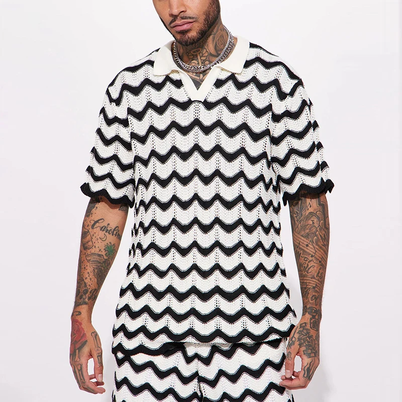 Fashion Striped Jacquard Knit Outfits Men Two Piece Sets 2023 Summer Casual Short Sleeve Lapel Polo Shirt And Shorts Men's Suits
Fashion Striped Jacquard Knit Outfits Men Two Piece Sets 2023 Summer Casual Short Sleeve Lapel Polo Shirt And Shorts Men's Suits
