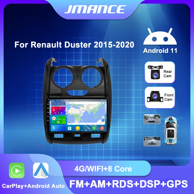 

JMANCE 2din Android 11 Auto Car Radio Multimedia For Renault Duster 2015-2020 LADA Largus 2021 2 Din Stereo Carplay 4G GPS