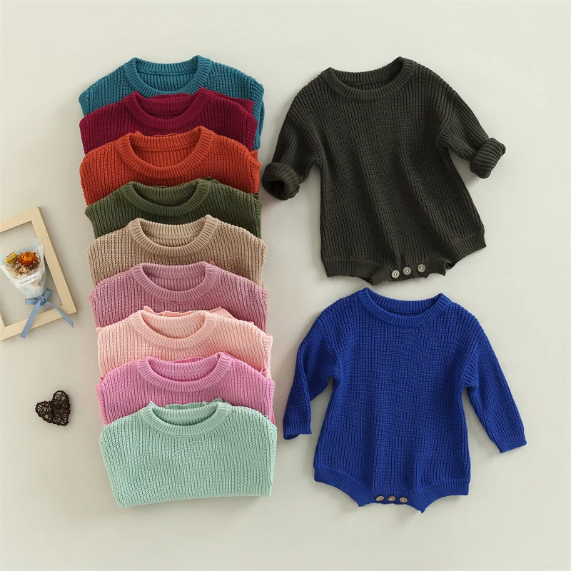 Newborn Baby Knitted Jumpsuit Solid Color Autumn Winter Casual Sweet Long Sleeve Crew Neck Buttons Sweater Romper for Boys Girls
Newborn Baby Knitted Jumpsuit Solid Color Autumn Winter Casual Sweet Long Sleeve Crew Neck Buttons Sweater Romper for Boys Girls