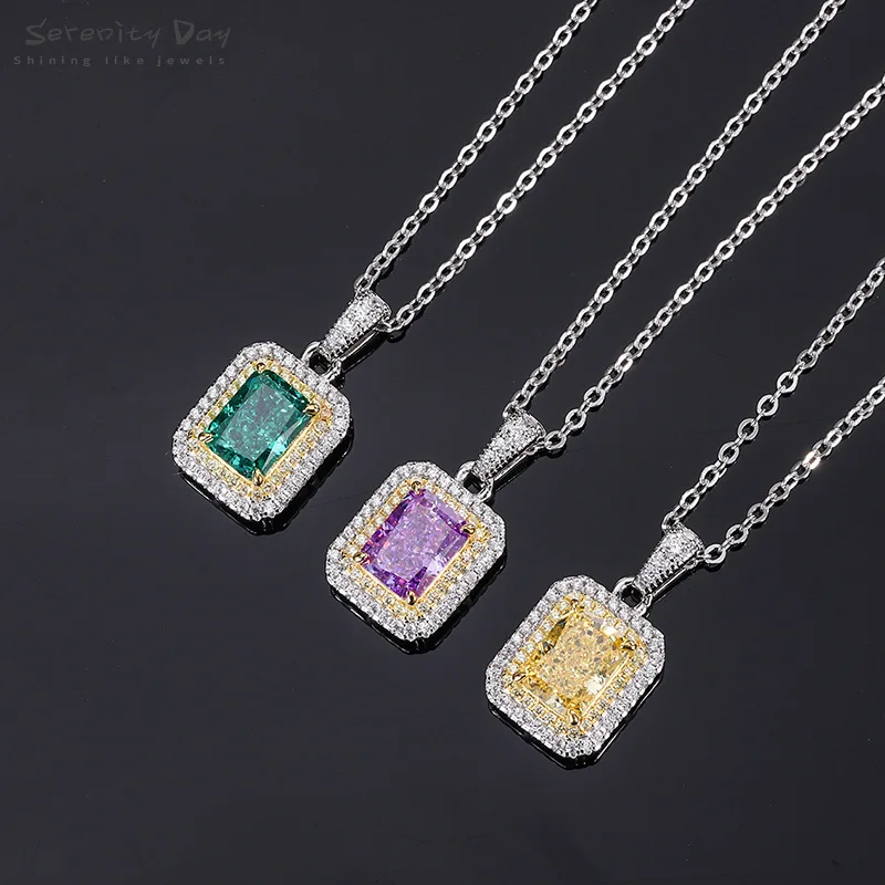 Serenity Day Solid S925 Sterling Silver Sparkling Redian Cut High Carbon Diamond Necklace Vintage Emerald Gemstone Jewelry Gifts
Serenity Day Solid S925 Sterling Silver Sparkling Redian Cut High Carbon Diamond Necklace Vintage Emerald Gemstone Jewelry Gifts