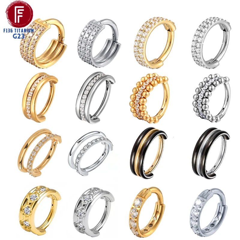 G23 Titanium Daith Cartilage Earrings 16G Helix Nose Septum Piercing Conch Hinged Clicker Body Jewelry Ear Ring Zircon Wholesale
G23 Titanium Daith Cartilage Earrings 16G Helix Nose Septum Piercing Conch Hinged Clicker Body Jewelry Ear Ring Zircon Wholesale