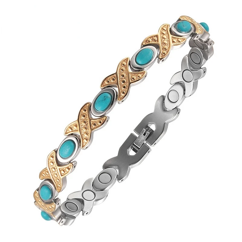 Titanium Steel Inlaid Turquoise Magnetic Energy Bracelet Magnetic Antioxidant Fat Burning Healthy Bracelet
Titanium Steel Inlaid Turquoise Magnetic Energy Bracelet Magnetic Antioxidant Fat Burning Healthy Bracelet