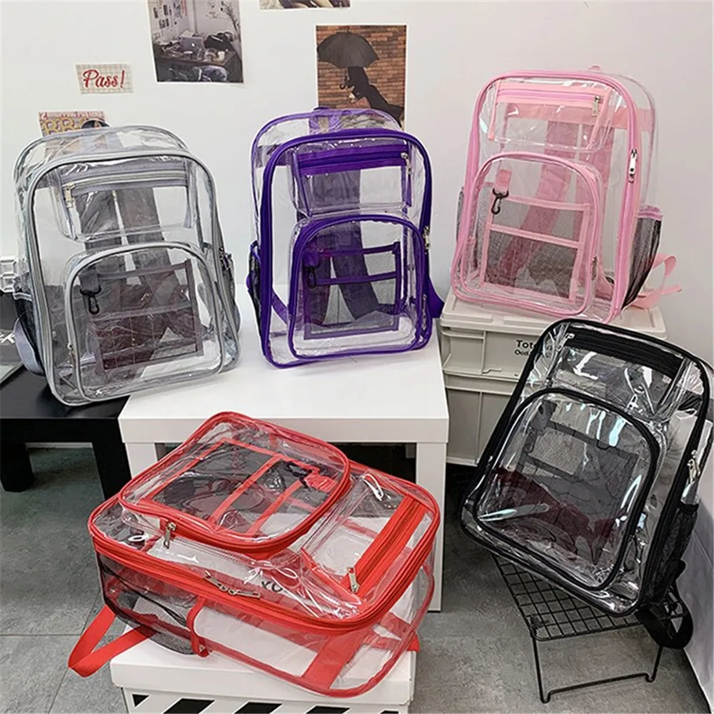 Transparent PVC Visible Backpack 2023 Outdoor Sports Fitness Large Clear Waterproof Travel Men Women Backpack Student School Bag
Transparent PVC Visible Backpack 2023 Outdoor Sports Fitness Large Clear Waterproof Travel Men Women Backpack Student School Bag