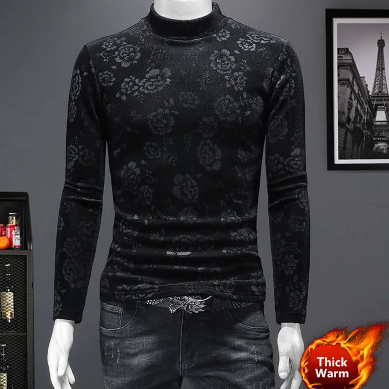 British Style Casual Top Flowers Social Streetwear Luxury T Shirt Men Tee T Shirt Velvet Turtleneck Club Outfits Men Long Sleeve 
British Style Casual Top Flowers Social Streetwear Luxury T Shirt Men Tee T Shirt Velvet Turtleneck Club Outfits Men Long Sleeve