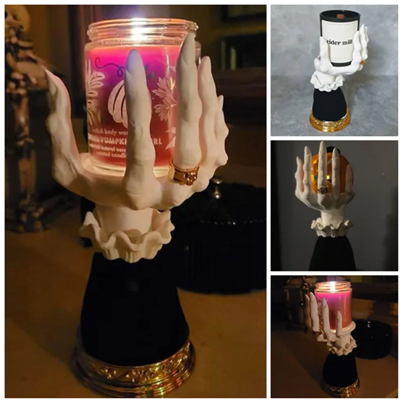 

Halloween Candle Holder Candlestick Candelabra Tealight Pillar Stand Resin Home Dinner Table Decor Home Decoration Accessories