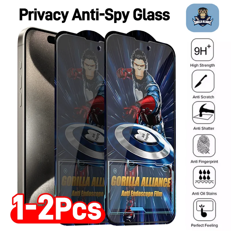 1-2Pcs Gorilla Alliance Privacy Tempered Glass Film For iPhone 15 14 11 13 12 Pro Max Plus Anti-spy Screen Protector Accessories
1-2Pcs Gorilla Alliance Privacy Tempered Glass Film For iPhone 15 14 11 13 12 Pro Max Plus Anti-spy Screen Protector Accessories