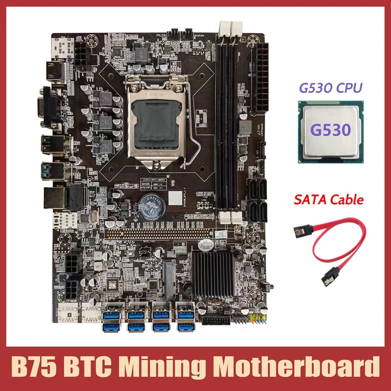 B75 BTC Mining Motherboard+G530 CPU+SATA Cable LGA1155 8XPCIE USB Adapter Support 2XDDR3 MSATA B75 USB BTC Motherboard
B75 BTC Mining Motherboard+G530 CPU+SATA Cable LGA1155 8XPCIE USB Adapter Support 2XDDR3 MSATA B75 USB BTC Motherboard