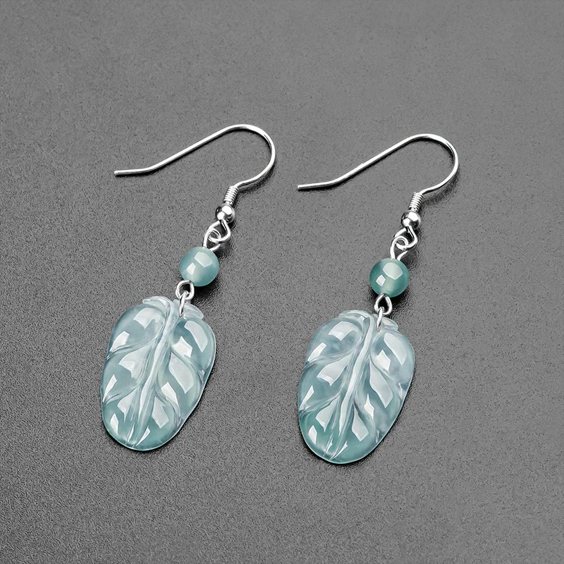 Burmese Jade Leaf Earrings Amulets Jadeite Accessories Fashion Real Blue 925 Silver Women Natural Jewelry Luxury Charm Carved
Burmese Jade Leaf Earrings Amulets Jadeite Accessories Fashion Real Blue 925 Silver Women Natural Jewelry Luxury Charm Carved