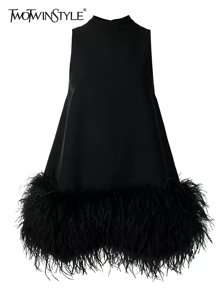 TWOTWINSTYLE Feather Fur Dress For Women O Neck Sleeveless Loose Tassel A Line Dresses Female Streetwear 2022 Summer Fashion New
TWOTWINSTYLE Feather Fur Dress For Women O Neck Sleeveless Loose Tassel A Line Dresses Female Streetwear 2022 Summer Fashion New