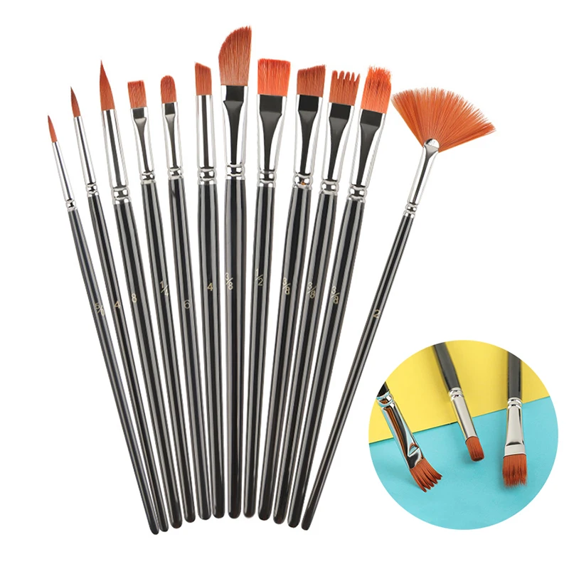 12Pcs Multi-functional Short Wood Black Stem For Beginner Gouache Watercolor Acrylic Oil Painting brush Set Nylon Hair Art Tool
12Pcs Multi-functional Short Wood Black Stem For Beginner Gouache Watercolor Acrylic Oil Painting brush Set Nylon Hair Art Tool