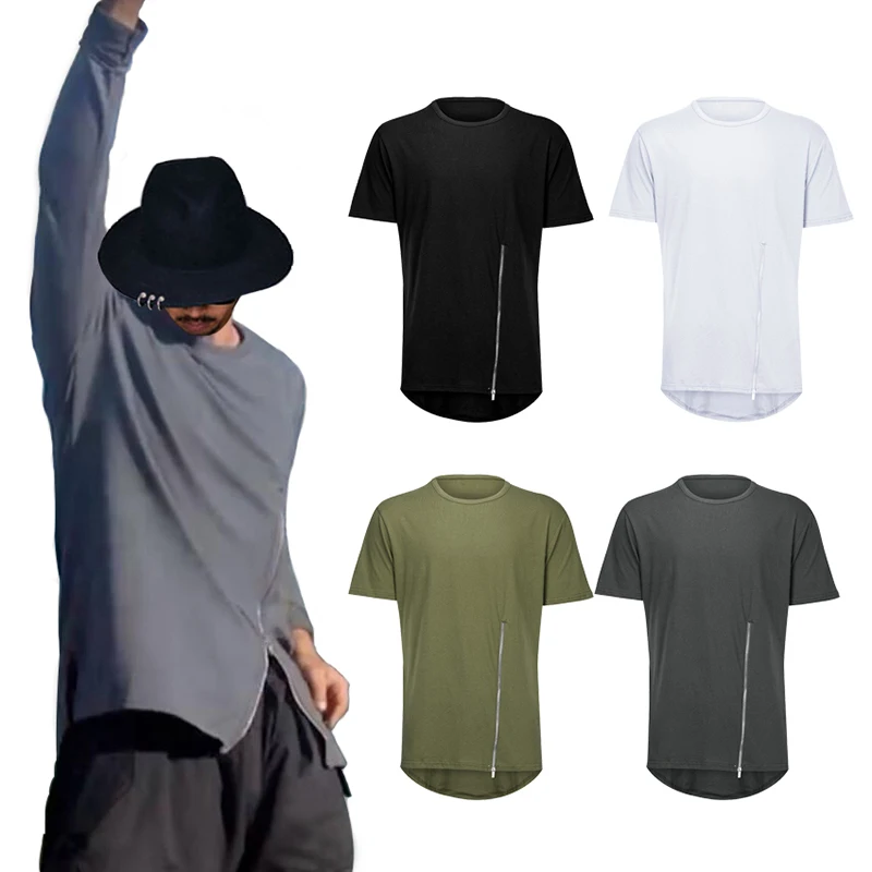 Men Tshirt Casual Solid Color T-shirt Back Curved Hemline Short Sleeve Mens T Shirts Bust Zipper Hip Hop Male Streetwear Clothes
Men Tshirt Casual Solid Color T-shirt Back Curved Hemline Short Sleeve Mens T Shirts Bust Zipper Hip Hop Male Streetwear Clothes