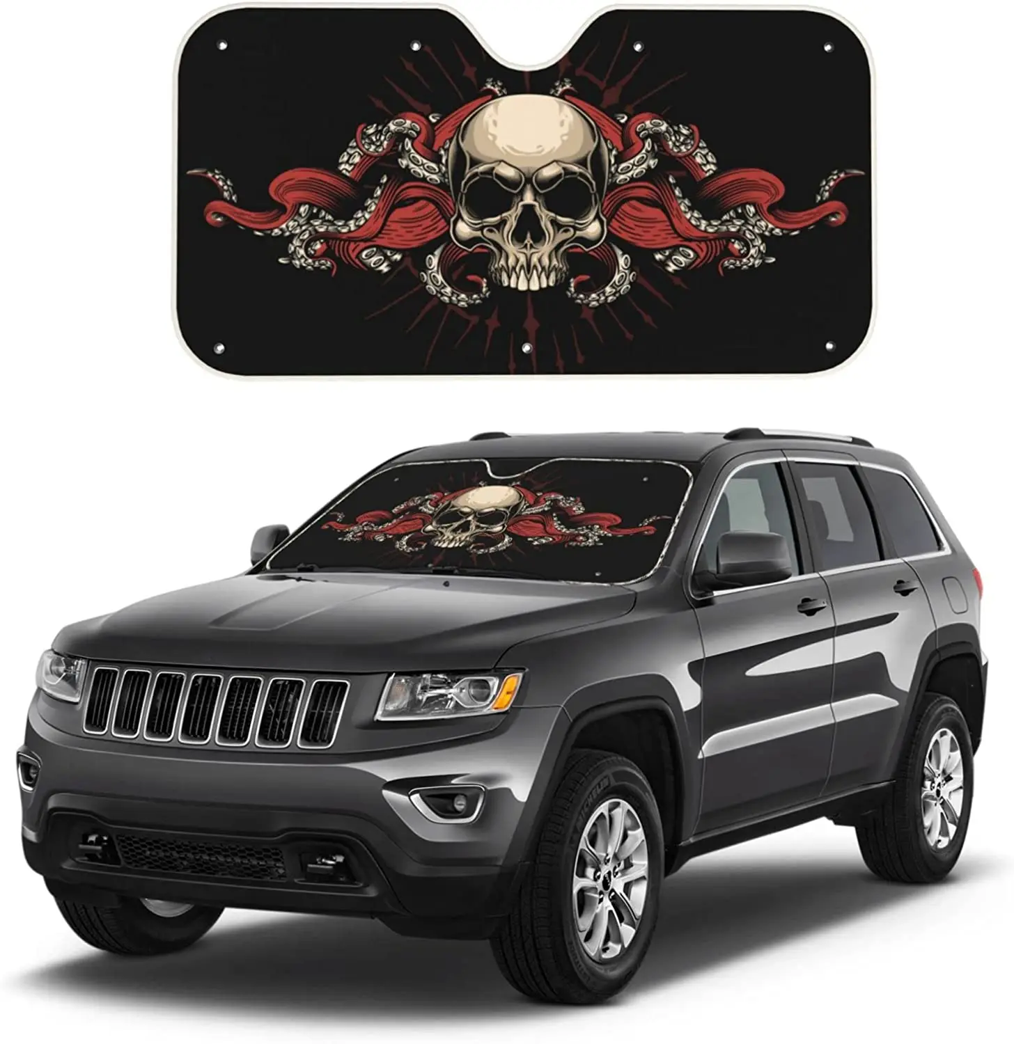 Car Windshield Sun Shade Skull Octopus Tentacles Gothic Front Window Sunshade Blocker UV Visor Retractable Reflector
Car Windshield Sun Shade Skull Octopus Tentacles Gothic Front Window Sunshade Blocker UV Visor Retractable Reflector