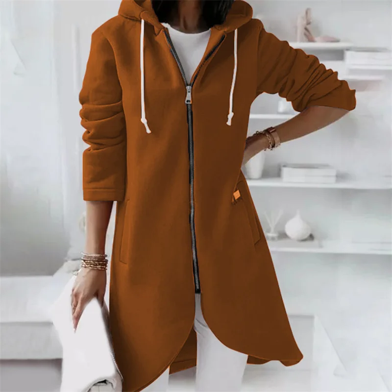 New Women's Wool Coat Autumn Long Hooded Jacket Fashion Zipper Design Long Sleeve Jacket Solid Color Simple Full Set Sweatshirt
New Women's Wool Coat Autumn Long Hooded Jacket Fashion Zipper Design Long Sleeve Jacket Solid Color Simple Full Set Sweatshirt