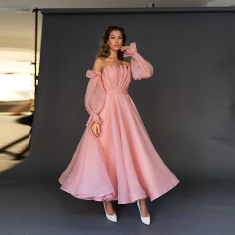 2022 Elegant Pink Off-shoulder Puff Sleeve Formal Prom Evening Dress Dress Women's Clothing Casual Long-sleeved Long Dresses
2022 Elegant Pink Off-shoulder Puff Sleeve Formal Prom Evening Dress Dress Women's Clothing Casual Long-sleeved Long Dresses