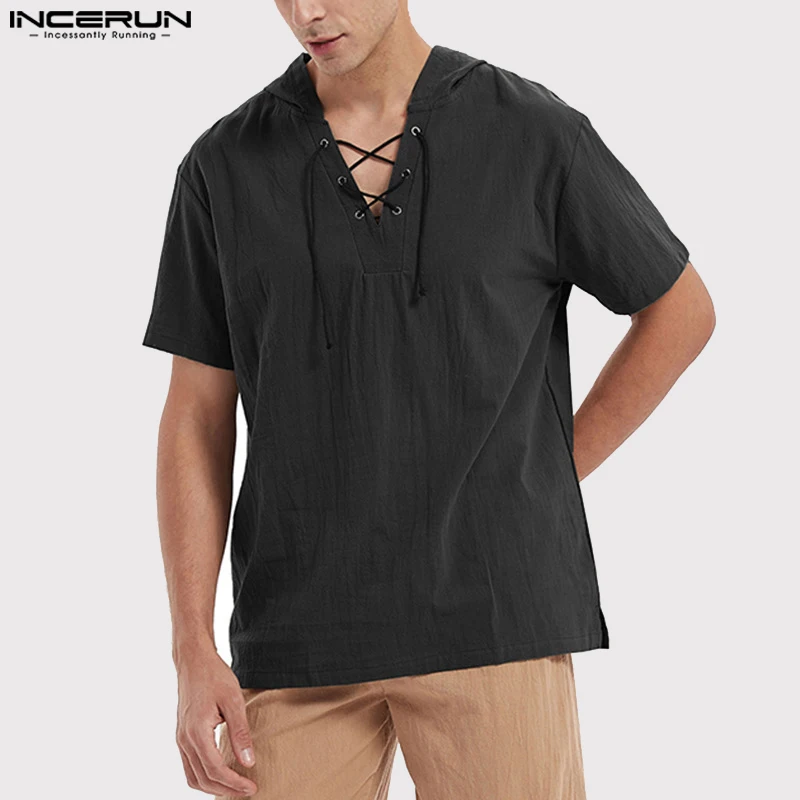 INCERUN Men Shirt Solid Hooded Cotton V Neck Lace Up Short Sleeve Men Clothing Vintage Streetwear 2023 Casual Camisas S-5XL
INCERUN Men Shirt Solid Hooded Cotton V Neck Lace Up Short Sleeve Men Clothing Vintage Streetwear 2023 Casual Camisas S-5XL