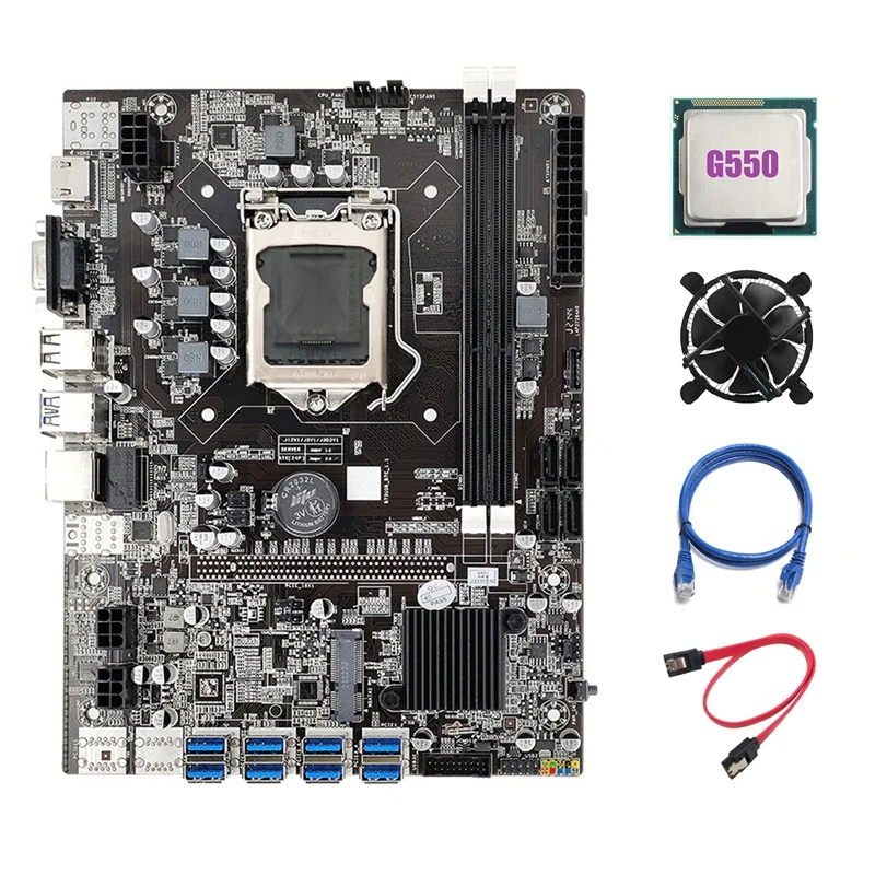 B75 Mining Motherboard LGA1155 8XPCIE USB3.0 Miner Motherboard With G550 CPU+SATA Cable+RJ45 Network Cable+Cooling Fan
B75 Mining Motherboard LGA1155 8XPCIE USB3.0 Miner Motherboard With G550 CPU+SATA Cable+RJ45 Network Cable+Cooling Fan