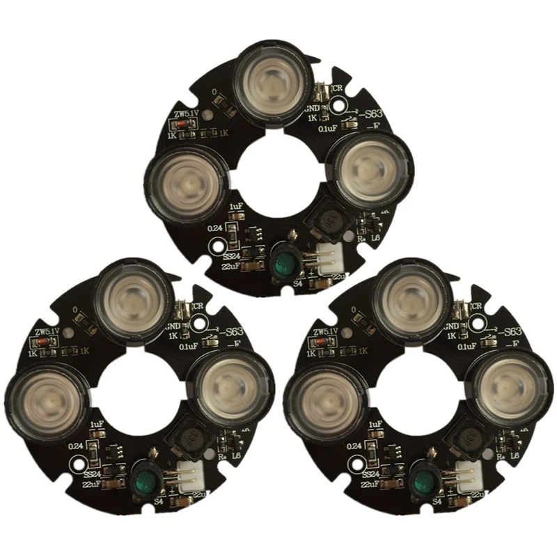 3Pcs 3 Array IR LED Spot Light Infrared 3X IR LED Board For CCTV Cameras Night Vision (53Mm Diameter)
3Pcs 3 Array IR LED Spot Light Infrared 3X IR LED Board For CCTV Cameras Night Vision (53Mm Diameter)