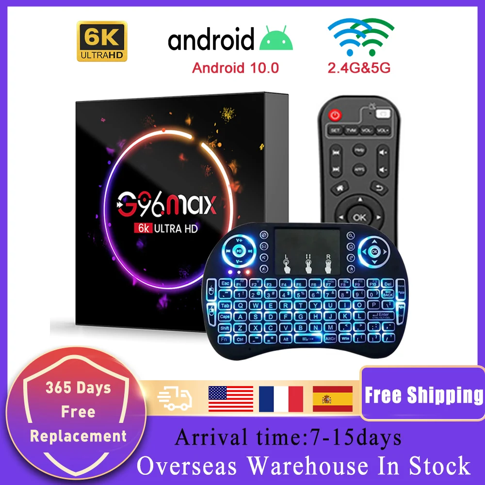 

Android 10.0 TV BOX G96max Allwinner H616 Voice Assistant 3D 6K 1080P Video TV Receiver Wifi 2.4G&5.8G TV Box Set Top Box