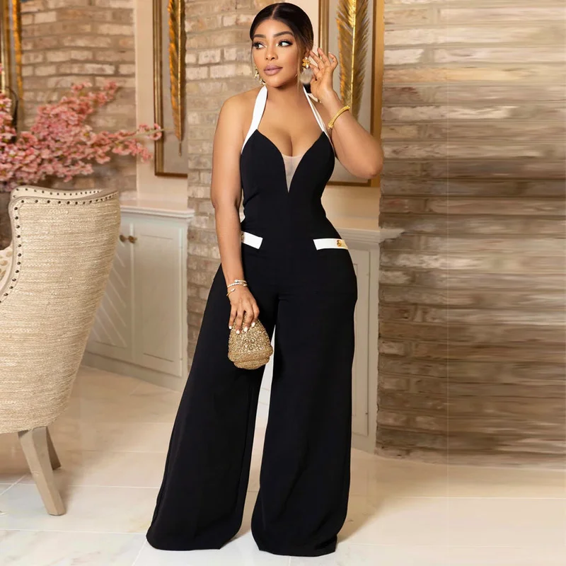 WUHE Patchwork High Waist Halter Neck Sleeveless Backless Wide Leg Women Jumpsuit for 2022 Summer Sexy Party Playsuit
WUHE Patchwork High Waist Halter Neck Sleeveless Backless Wide Leg Women Jumpsuit for 2022 Summer Sexy Party Playsuit