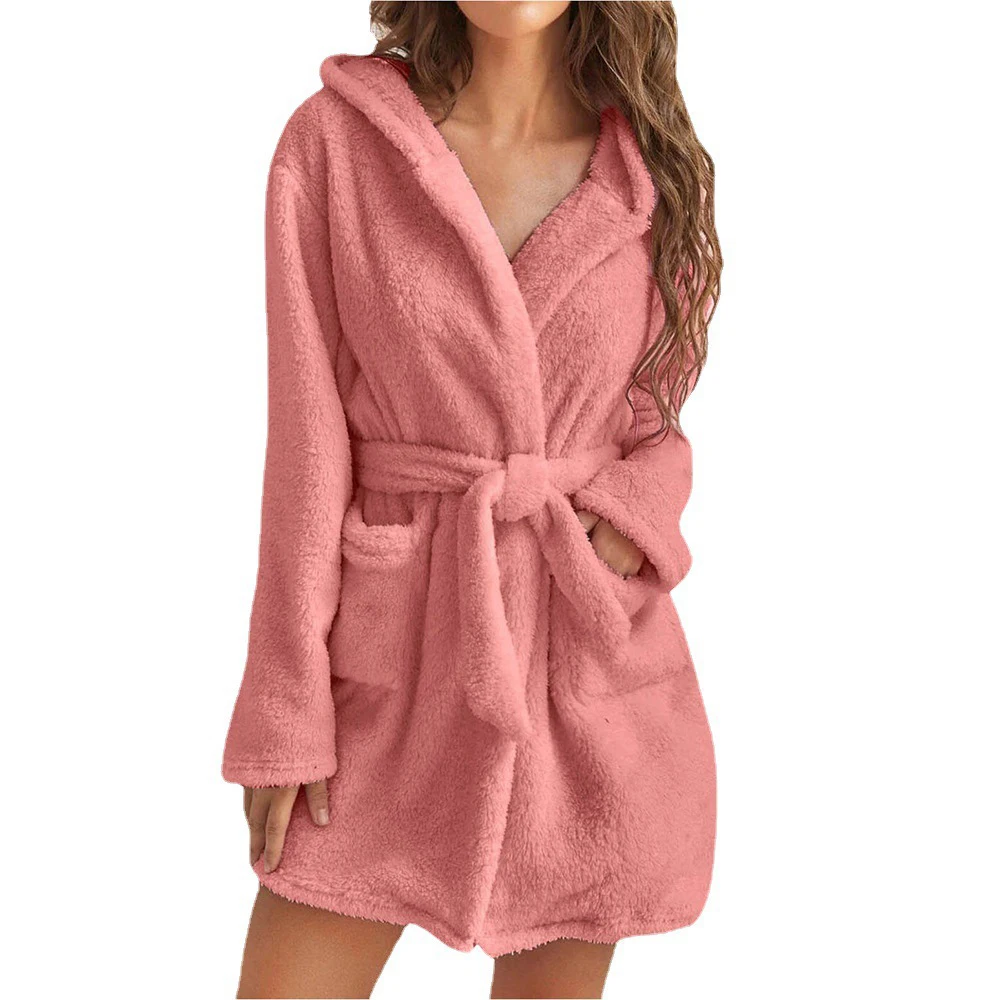 Ladies Flannel Bath Robe Winter Thicken Sleepwear Hooded Nightgown Female Comfort Warm Coral Fleece Pajamas Warm Homewear
Ladies Flannel Bath Robe Winter Thicken Sleepwear Hooded Nightgown Female Comfort Warm Coral Fleece Pajamas Warm Homewear