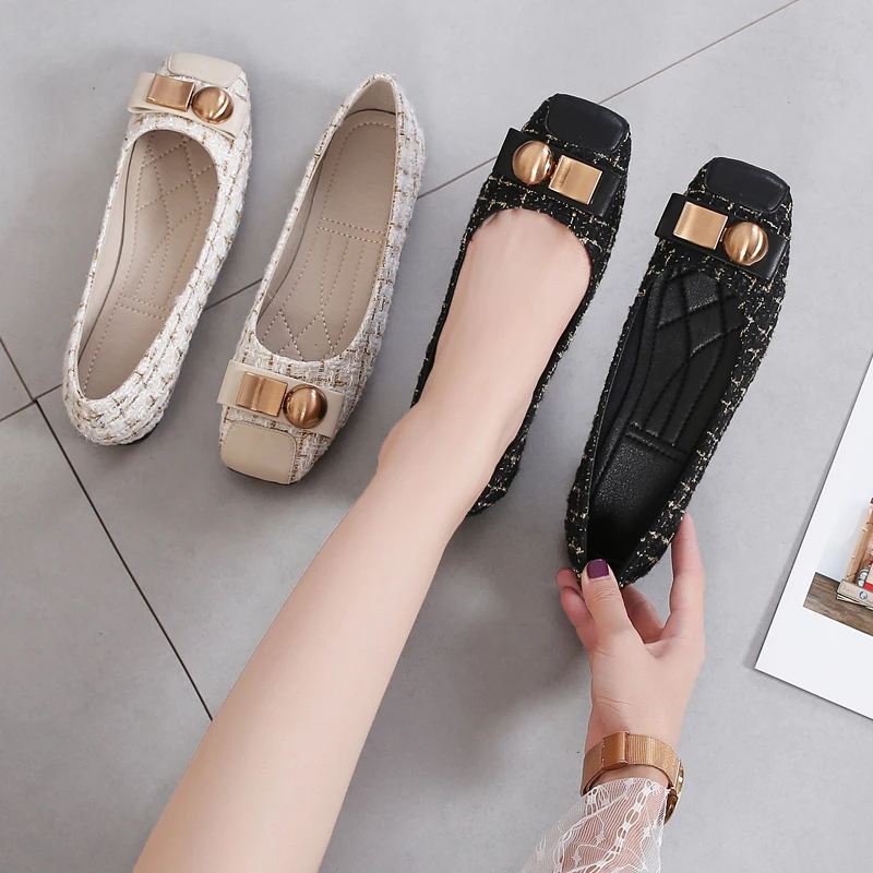Square Toe Ladies Loafers Women Slip on Comfortable Ballet Flat Shoes Metal Button Shoe Zapatillas Mujer
Square Toe Ladies Loafers Women Slip on Comfortable Ballet Flat Shoes Metal Button Shoe Zapatillas Mujer