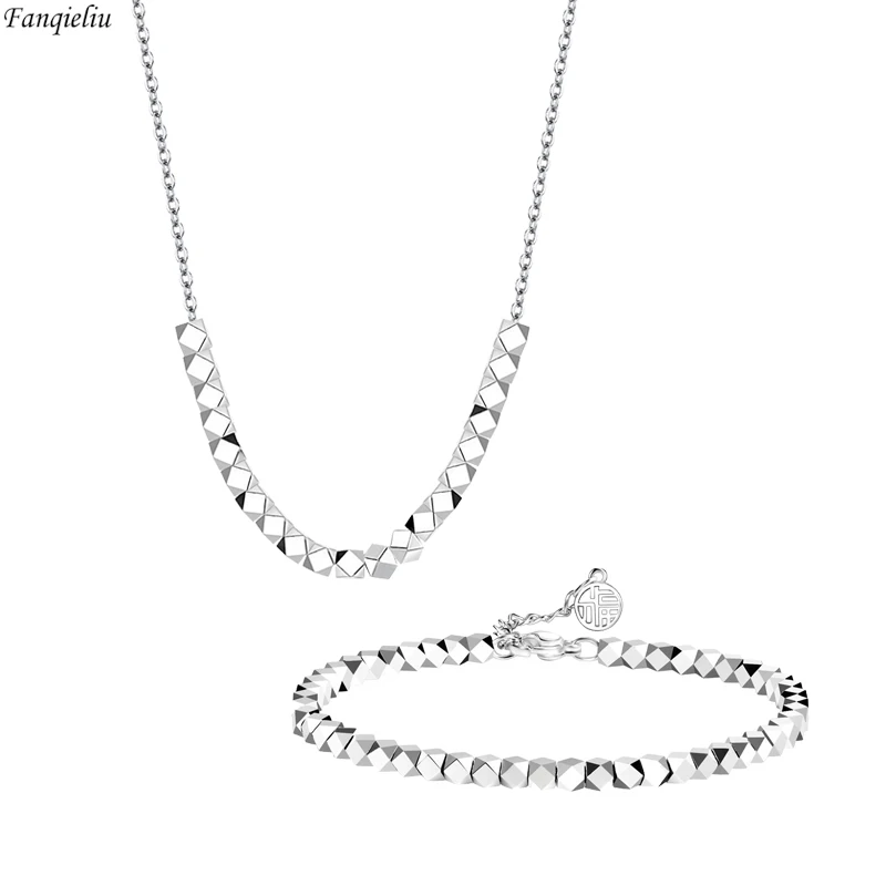 Fanqieliu Silver Color Stamp S925 Metal Block Extended Chain Necklace Bracelets Jewelry Sets For Women New Trendy FQL23065
Fanqieliu Silver Color Stamp S925 Metal Block Extended Chain Necklace Bracelets Jewelry Sets For Women New Trendy FQL23065