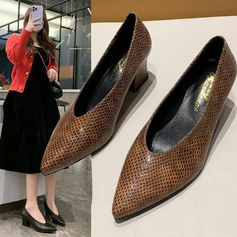 Korean Version Of Pointed V-neck Stiletto Single Shoes Low-heeled Retro Grandma Shoes 2022 Spring New Crocodile Pattern Shoes
Korean Version Of Pointed V-neck Stiletto Single Shoes Low-heeled Retro Grandma Shoes 2022 Spring New Crocodile Pattern Shoes