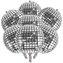 Disco foil balloon reusable 360° round metal 4D ball silver foil balloon big disco party decoration disco party birthday