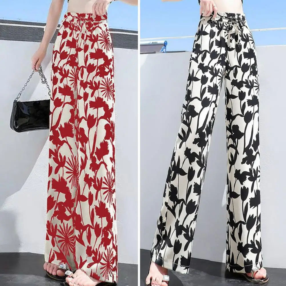 Women Pants Loose Elastic Waist Straight Ladies Pants Flower Print Wide Leg High Waist Summer Trousers Women Garment For Dating
Women Pants Loose Elastic Waist Straight Ladies Pants Flower Print Wide Leg High Waist Summer Trousers Women Garment For Dating