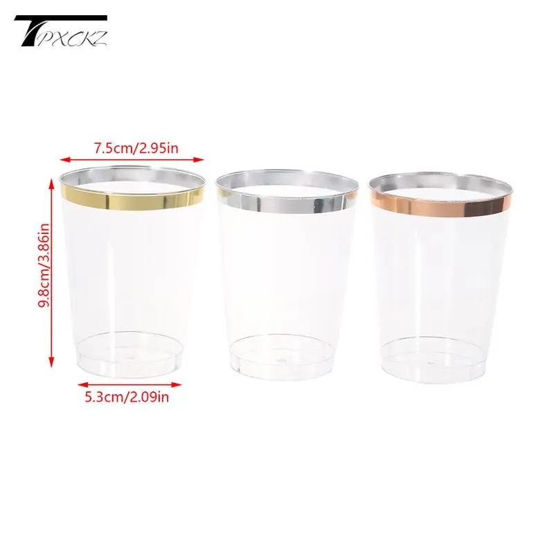 10pcs Disposable Plastic Wine Glass Golden Plastic Cup 10 Oz Hard Party Wedding Glass Transparent Plastic Gold Rim Cup
10pcs Disposable Plastic Wine Glass Golden Plastic Cup 10 Oz Hard Party Wedding Glass Transparent Plastic Gold Rim Cup