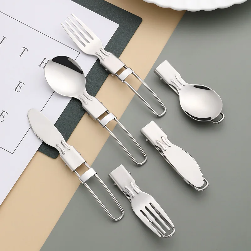 304 stainless steel camping folding knife, fork and spoon set Multifunctional portable folding tableware
304 stainless steel camping folding knife, fork and spoon set Multifunctional portable folding tableware