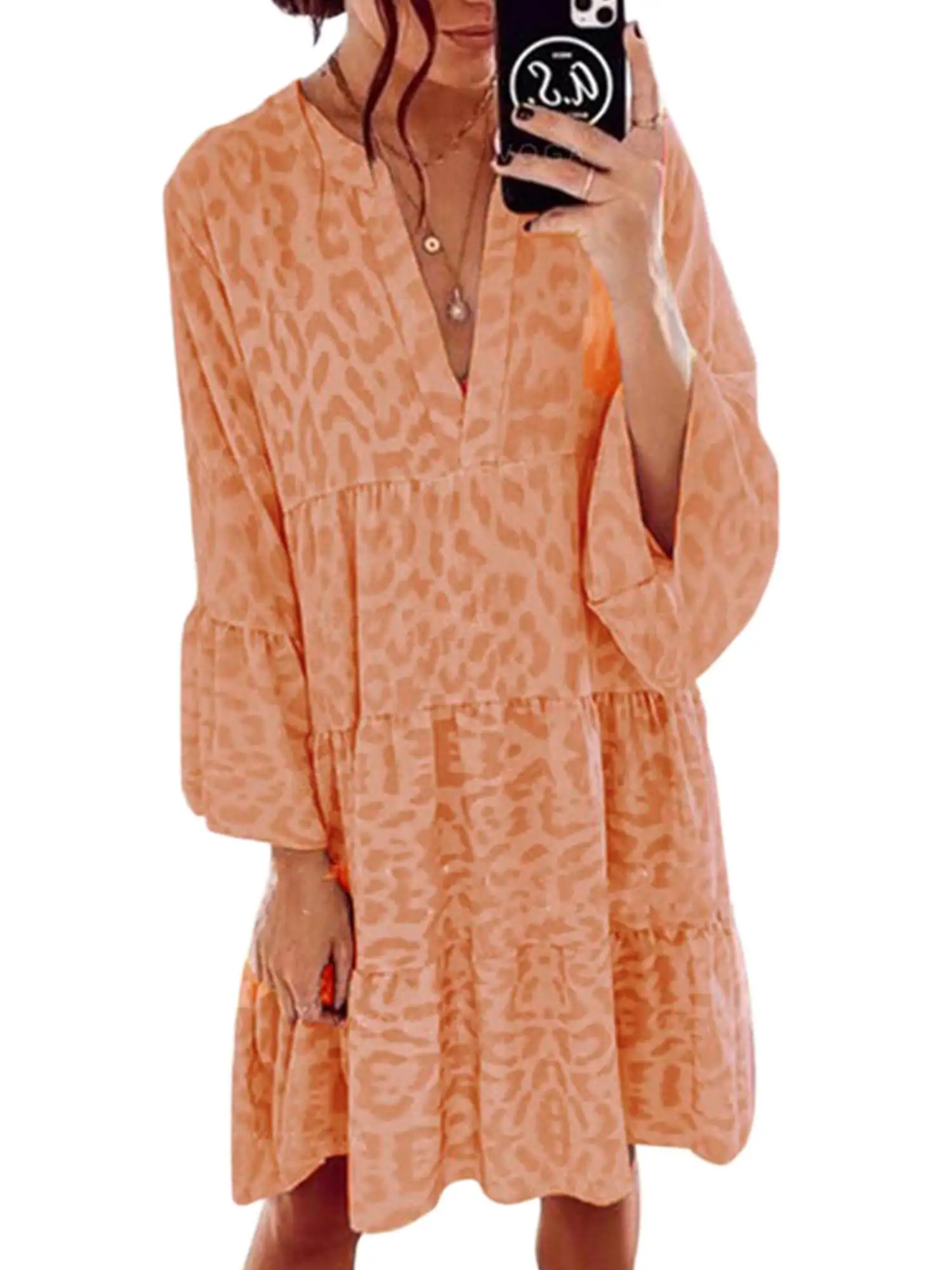 Woman 2022 Leopard Print Long Sleeve Dress Lantern Sleeve Loose Ladies Female Patchwork Pleasted Sexy V Neck Casual Vestidos
Woman 2022 Leopard Print Long Sleeve Dress Lantern Sleeve Loose Ladies Female Patchwork Pleasted Sexy V Neck Casual Vestidos