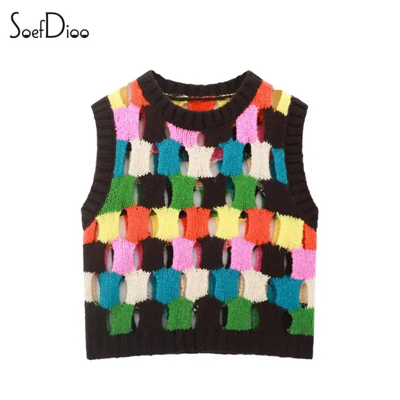Soefdioo Rainbow Plaid Patchwork Hollow Out O-Neck Loose Mohair Sweater Vest Women Autumn Winter 2023 Y2K Tops Causal Streetwear
Soefdioo Rainbow Plaid Patchwork Hollow Out O-Neck Loose Mohair Sweater Vest Women Autumn Winter 2023 Y2K Tops Causal Streetwear