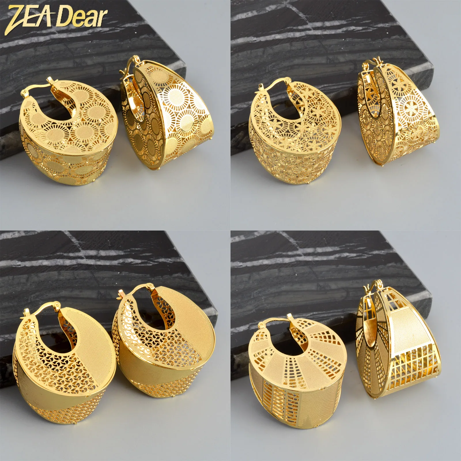 ZEADear Jewelry Flower Hoop Earrings for Women Luxury Ear Drop Copper Carved Oval Retro Gold Plated Jewellery Party Wedding Gift
ZEADear Jewelry Flower Hoop Earrings for Women Luxury Ear Drop Copper Carved Oval Retro Gold Plated Jewellery Party Wedding Gift
