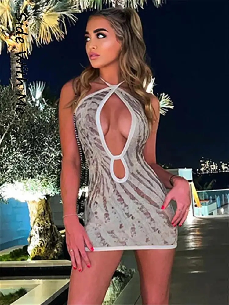 Side with Me 2022 Summer Bodycon Sexy Hollow Out Printing Women Mini Dresses Party Club Y2K Halter Backless Robe Woman Dress
Side with Me 2022 Summer Bodycon Sexy Hollow Out Printing Women Mini Dresses Party Club Y2K Halter Backless Robe Woman Dress