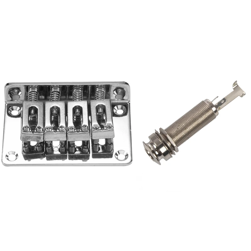 1 Pcs Mono Long Input Output Threaded Guitar Barrel Jack 1/4 Inch & 1 Set 4-String Chrome Hard-Tail Adjustable Bridge
1 Pcs Mono Long Input Output Threaded Guitar Barrel Jack 1/4 Inch & 1 Set 4-String Chrome Hard-Tail Adjustable Bridge