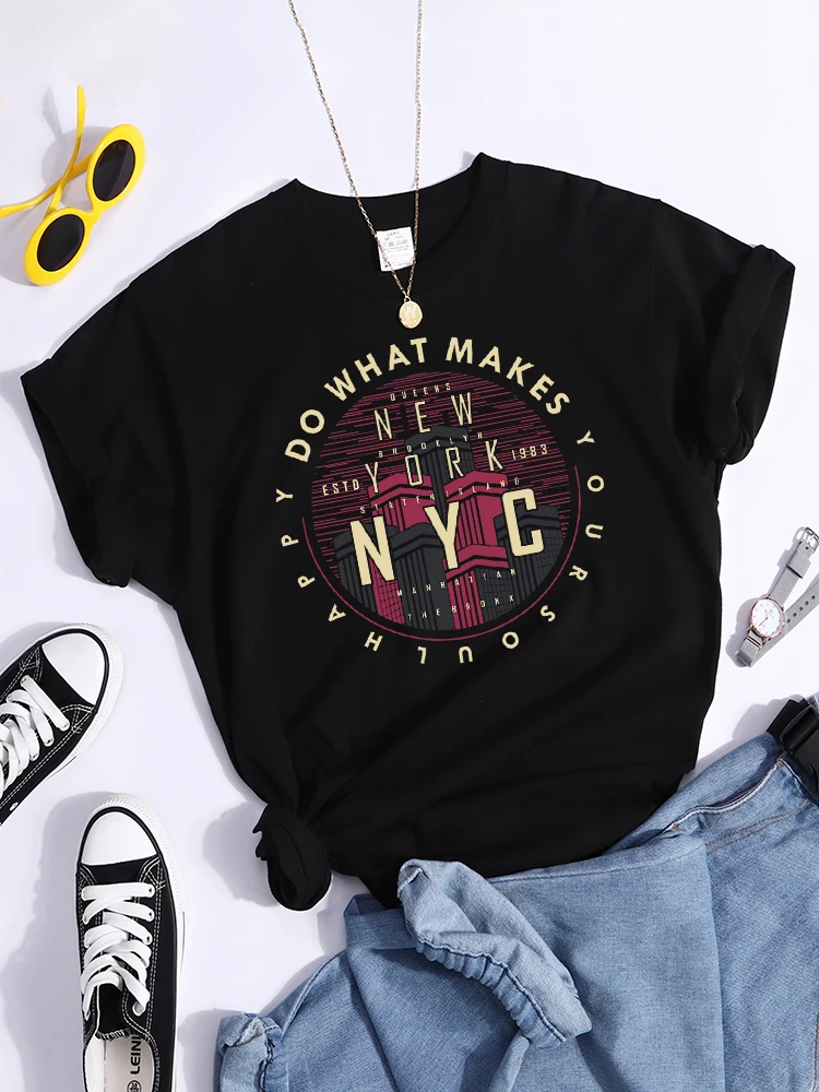 

Do What Makes Your Soul Happy New York Estd 1983 T-Shirts Vintage Harajuku Tshirt Niche Creativity Tee Top Summer Softwomen Tee