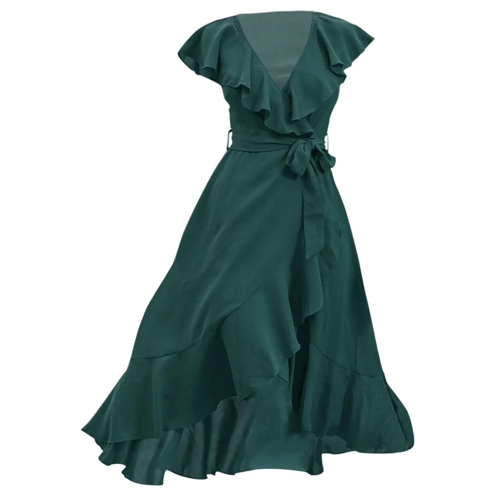 Casual Dress Women'S Summer Wrapped Long Skirt Casual Subdeep V Neck Short Sleeve Frilly Split V Neck Dress for Women
Casual Dress Women'S Summer Wrapped Long Skirt Casual Subdeep V Neck Short Sleeve Frilly Split V Neck Dress for Women
