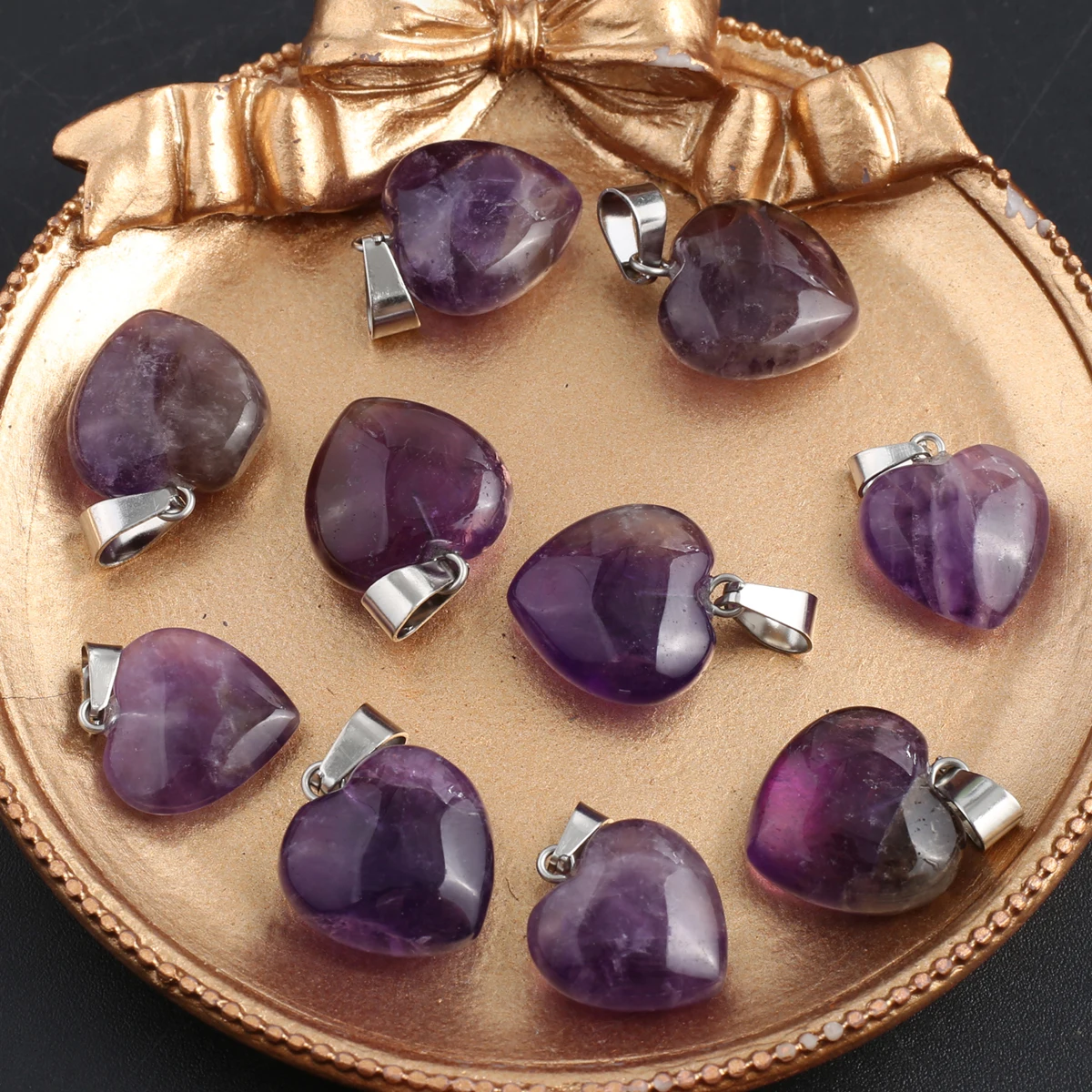 Charms Natural Amethyst Pendant Heart Shape Natural Stone Pendant for Making DIY Jewelry Necklace Earrings Accessory 26x16mm
Charms Natural Amethyst Pendant Heart Shape Natural Stone Pendant for Making DIY Jewelry Necklace Earrings Accessory 26x16mm