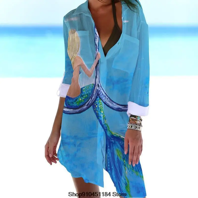 Summer New Fashion Commuter Casual 3D Print Bohemian Shirt Beach Vacation Swimsuit Cardigan Protection Wrinkled Pocket Blouse
Summer New Fashion Commuter Casual 3D Print Bohemian Shirt Beach Vacation Swimsuit Cardigan Protection Wrinkled Pocket Blouse