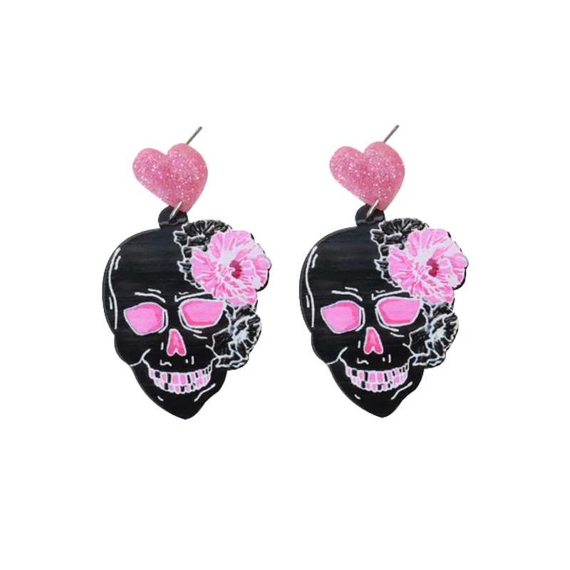 Gothic Pink Love Heart Skull Ghost Head Flower Acrylic Printed Earrings For Women Hip Hop Jewelry
Gothic Pink Love Heart Skull Ghost Head Flower Acrylic Printed Earrings For Women Hip Hop Jewelry